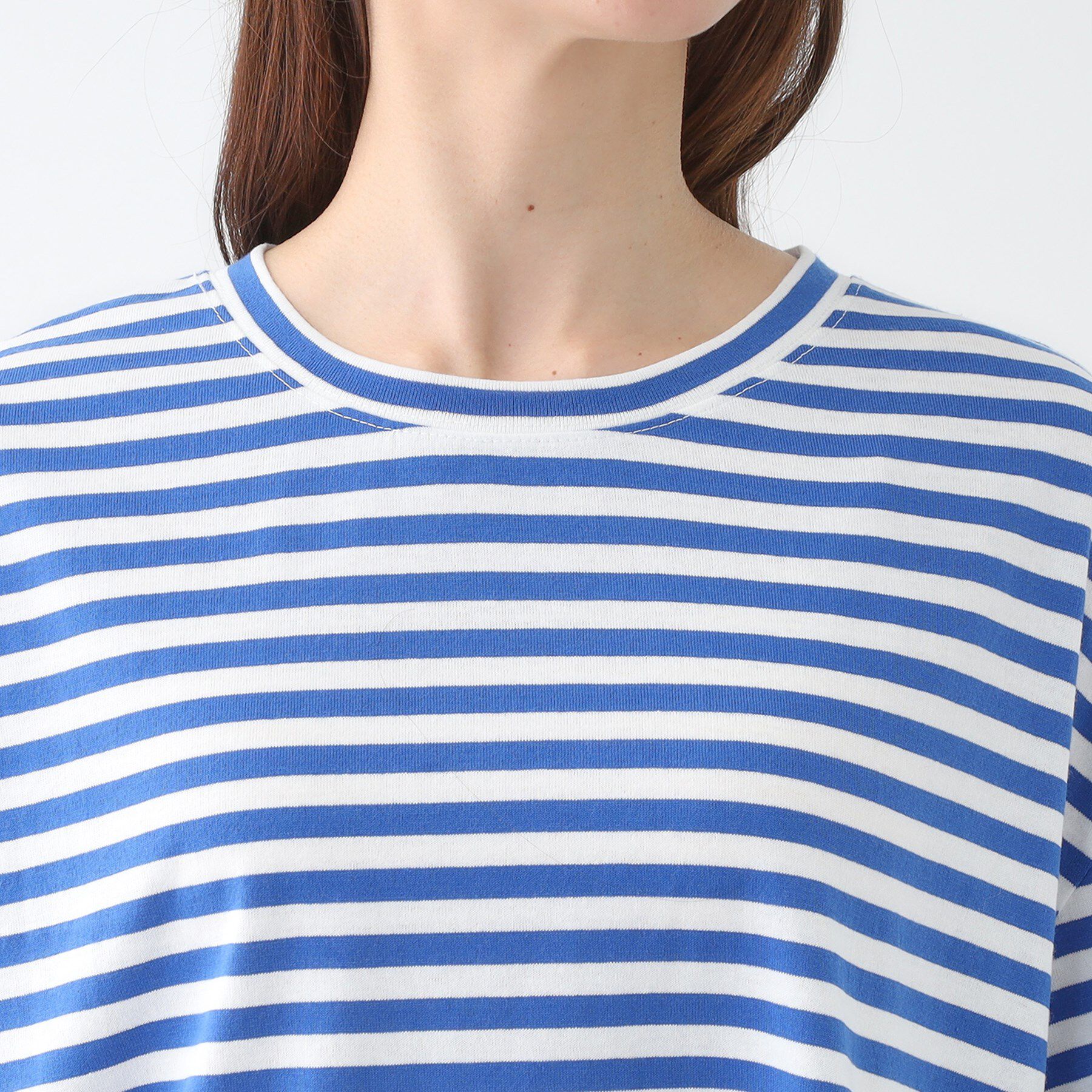 SHOO･LA･RUE「【洗える/S-LL】ハーフスリーブボーダーカットソー」|Tシャツ・カットソー|