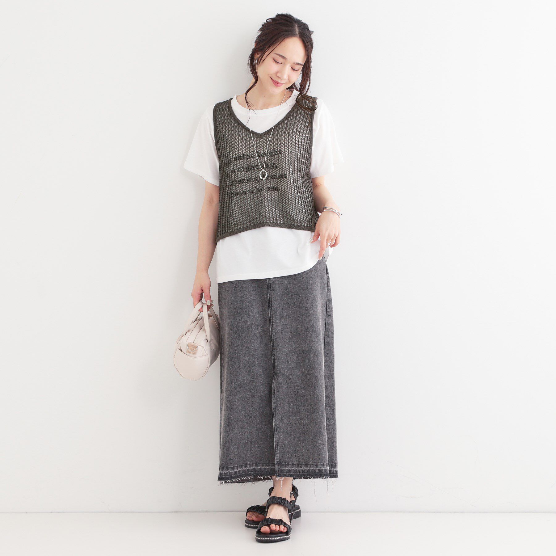 SHOO･LA･RUE「【2点セット】メッシュニットベスト&times;ロゴTシャツセット」|その他|