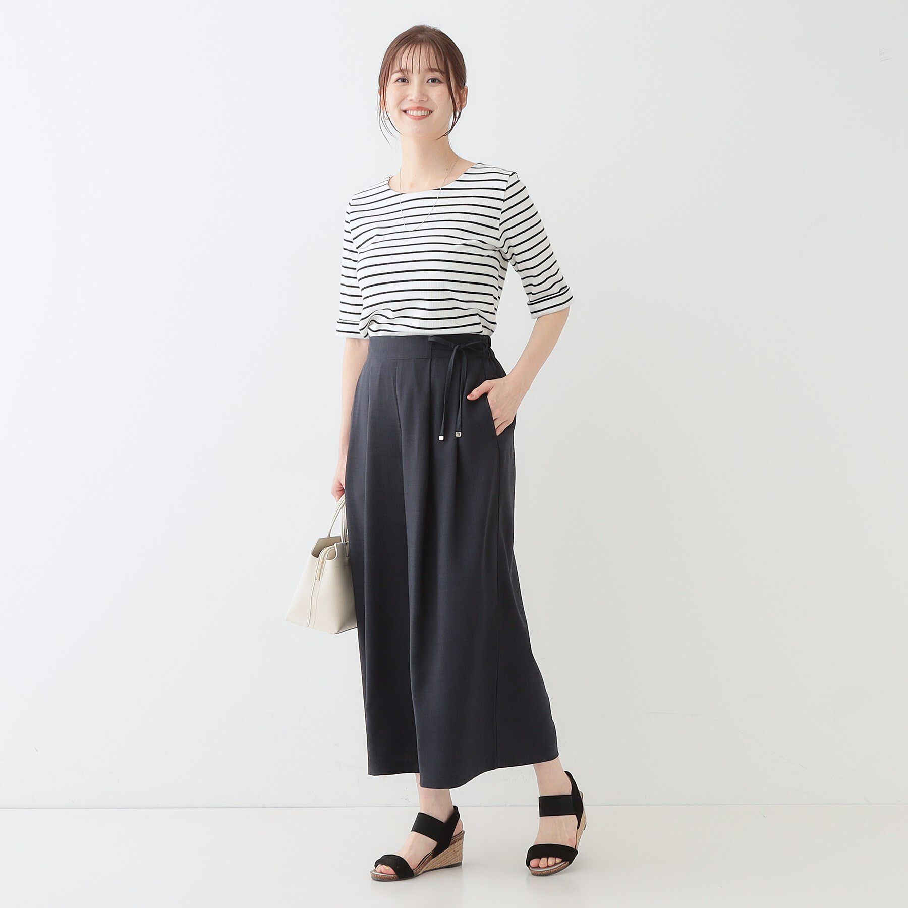 SHOO･LA･RUE「【洗える/S-LL/アイロン掛けが楽】低身長さんにもおすすめ 麻調ガウチョパンツ」|その他|