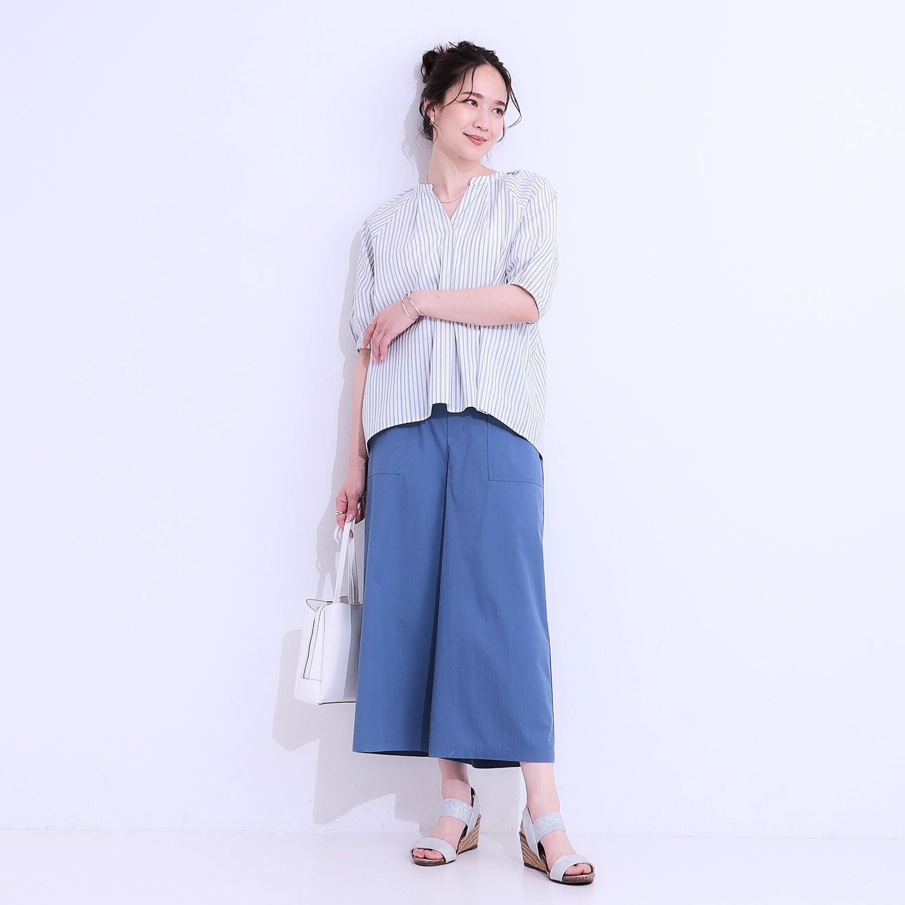 SHOO･LA･RUE「【洗える/S-LL】洗濯後しわになりにくい 5分袖スキッパーブラウス」|シャツ・ブラウス|