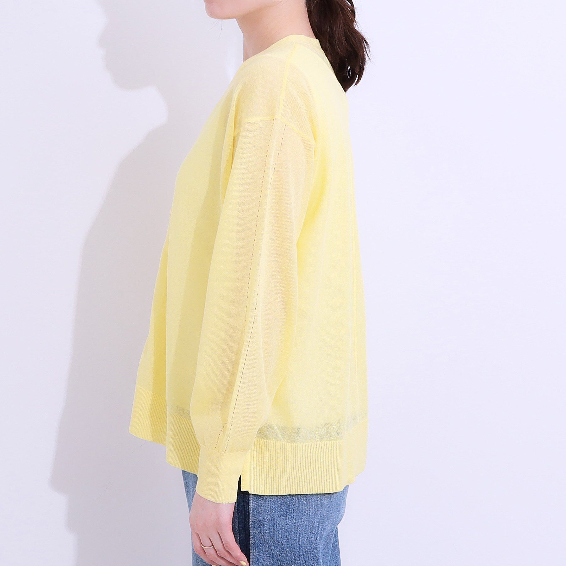 SHOO･LA･RUE「【洗える】ナチュラルなシアー感が魅力 Vネックカーディガン」|カーディガン|