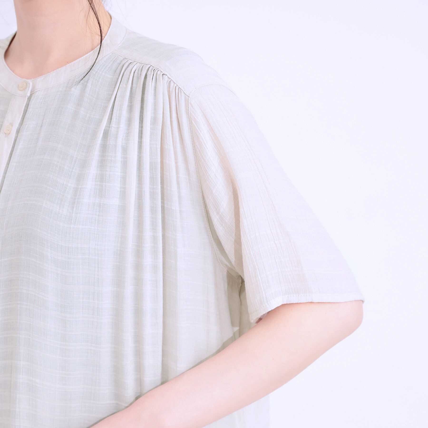 SHOO･LA･RUE「さらさら ドビーギャザー シャツワンピース」|ワンピース|