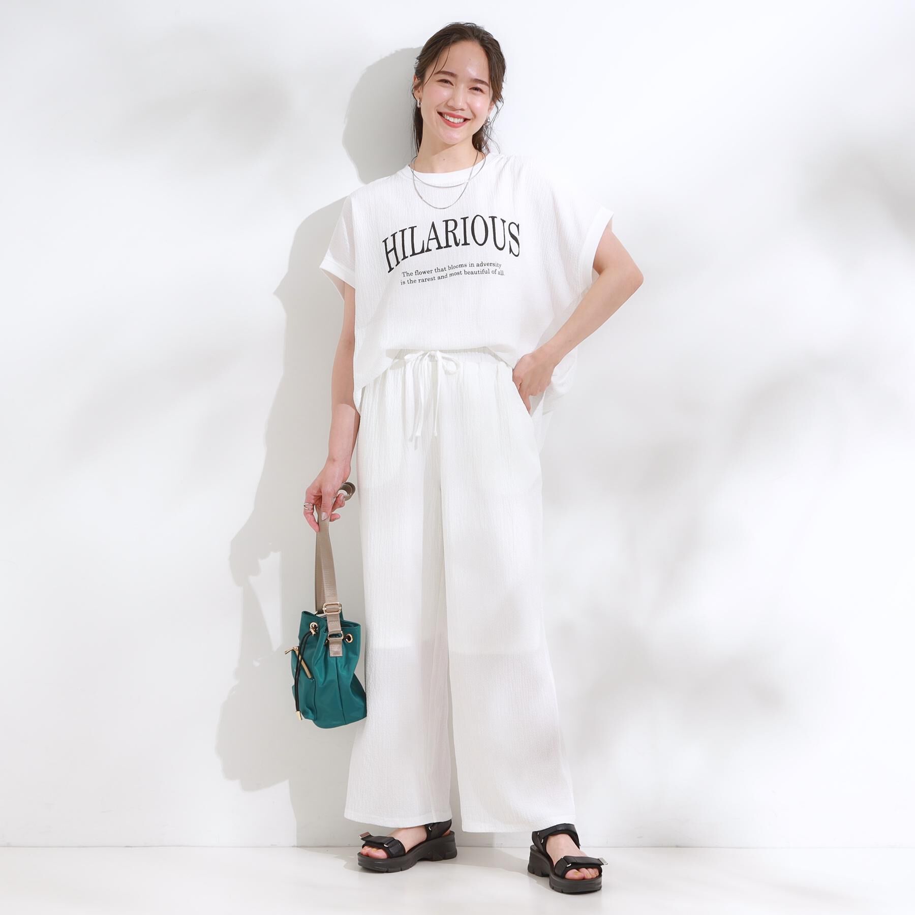SHOO･LA･RUE「【洗える】ぽこぽこフレンチスリーブTシャツ」|Tシャツ・カットソー|