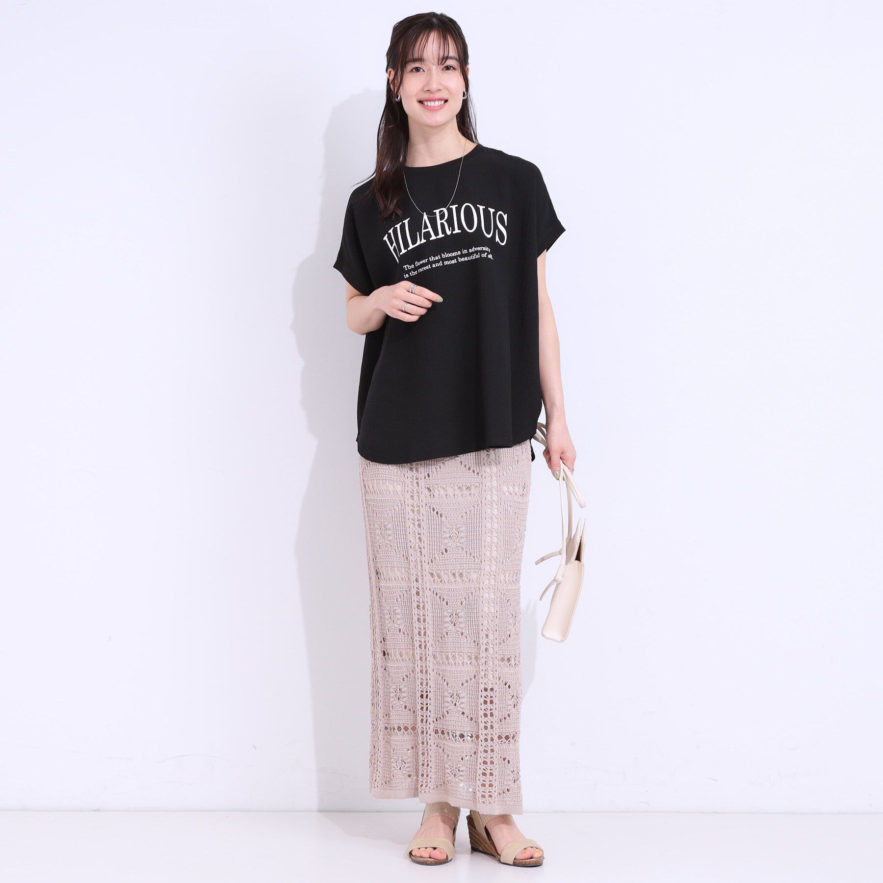 SHOO･LA･RUE「【洗える】ぽこぽこフレンチスリーブTシャツ」|Tシャツ・カットソー|