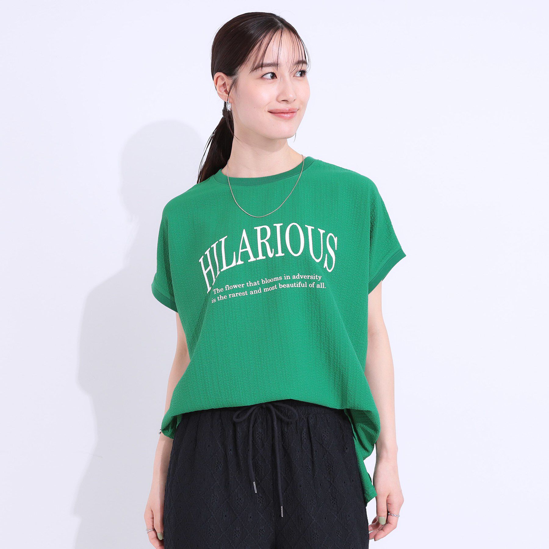 SHOO･LA･RUE「【洗える】ぽこぽこフレンチスリーブTシャツ」|Tシャツ・カットソー|