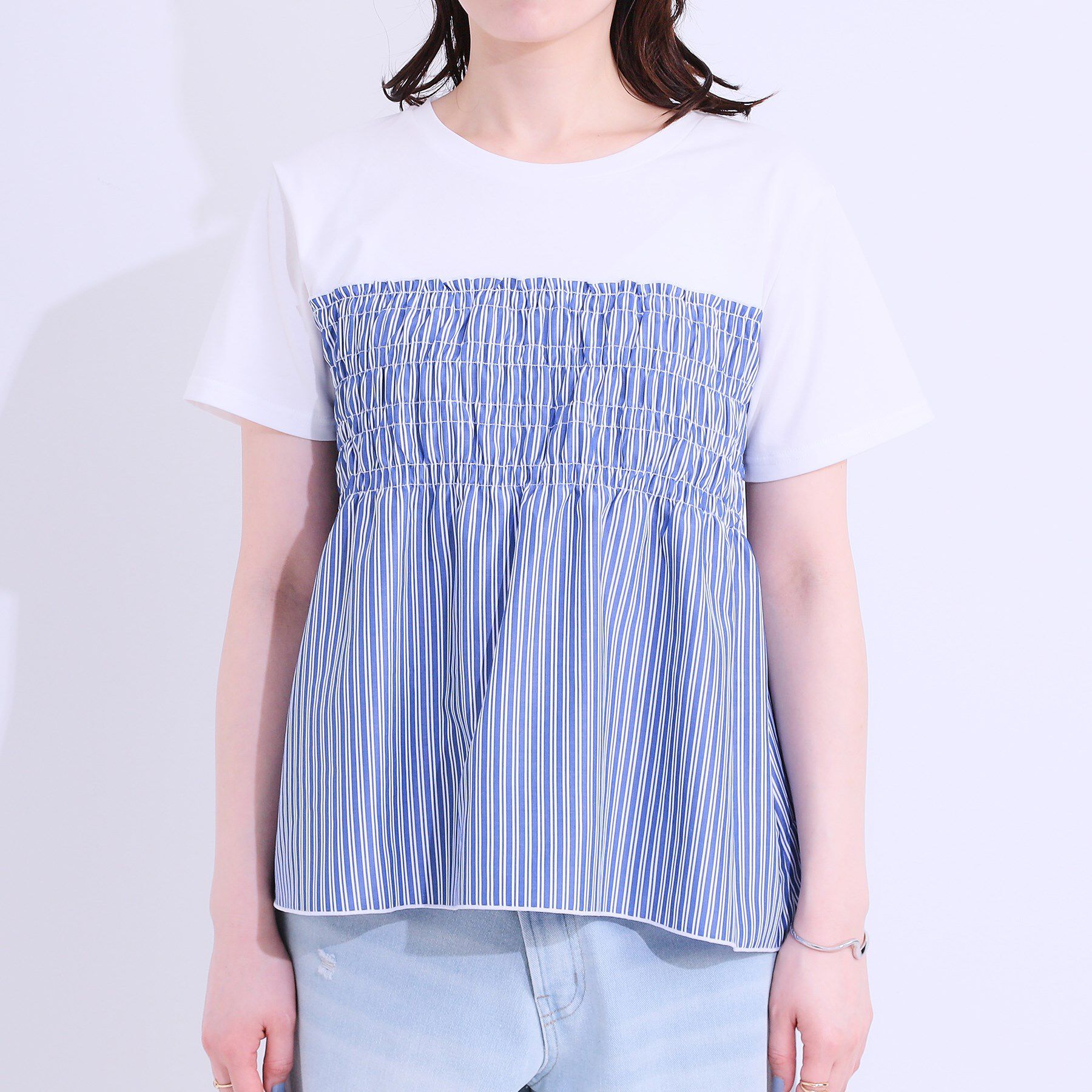 SHOO･LA･RUE「【洗える/S-LL】大人に似合う ビスチェ風ドッキングトップス」|Tシャツ・カットソー|