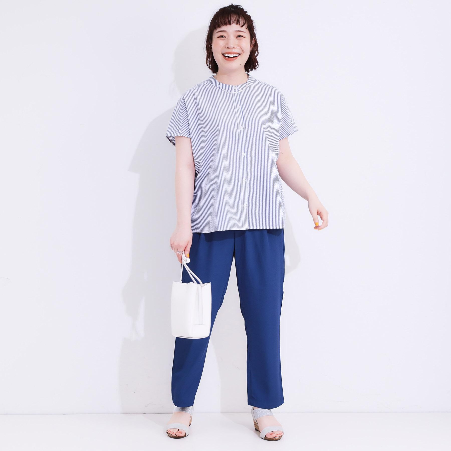 SHOO･LA･RUE「【洗える/S-LL】涼やかで好印象 サッカーブラウス」|シャツ・ブラウス|