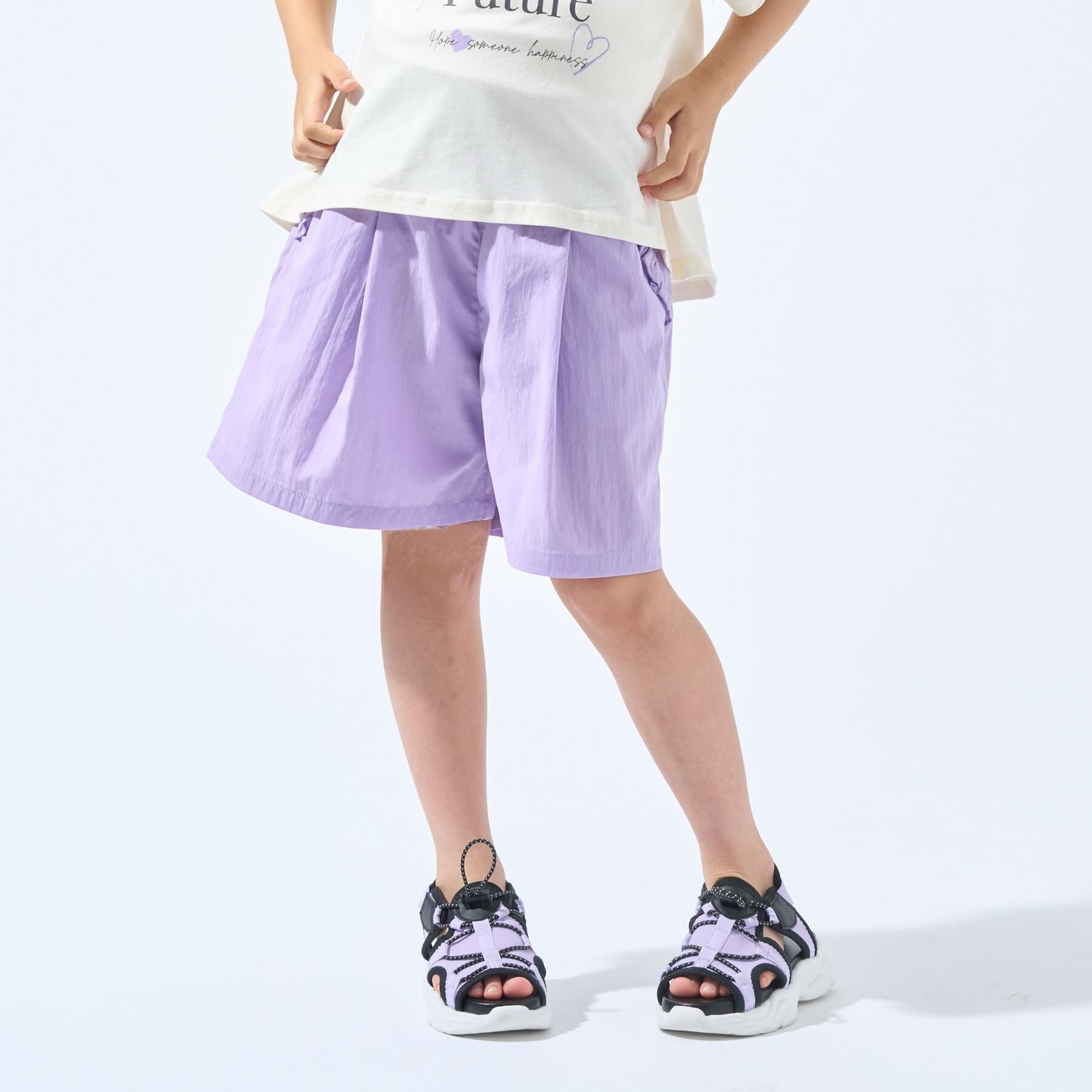 SHOO･LA･RUE「【100-150cm/ひんやり/水陸両用】ポケットフリルキュロット」|キュロット|ラベンダー(080)