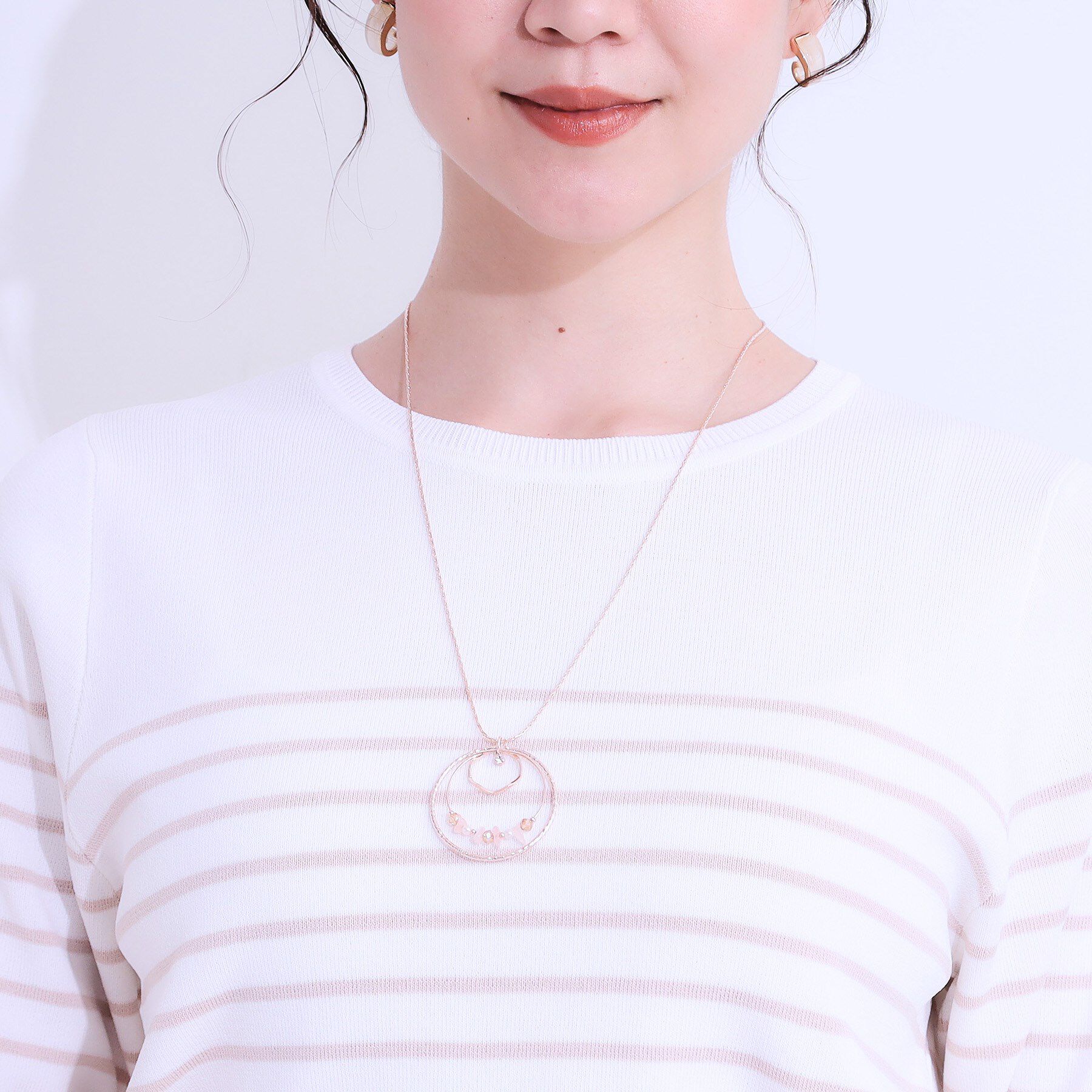 SHOO･LA･RUE「天然石フープネックレス」|ネックレス|