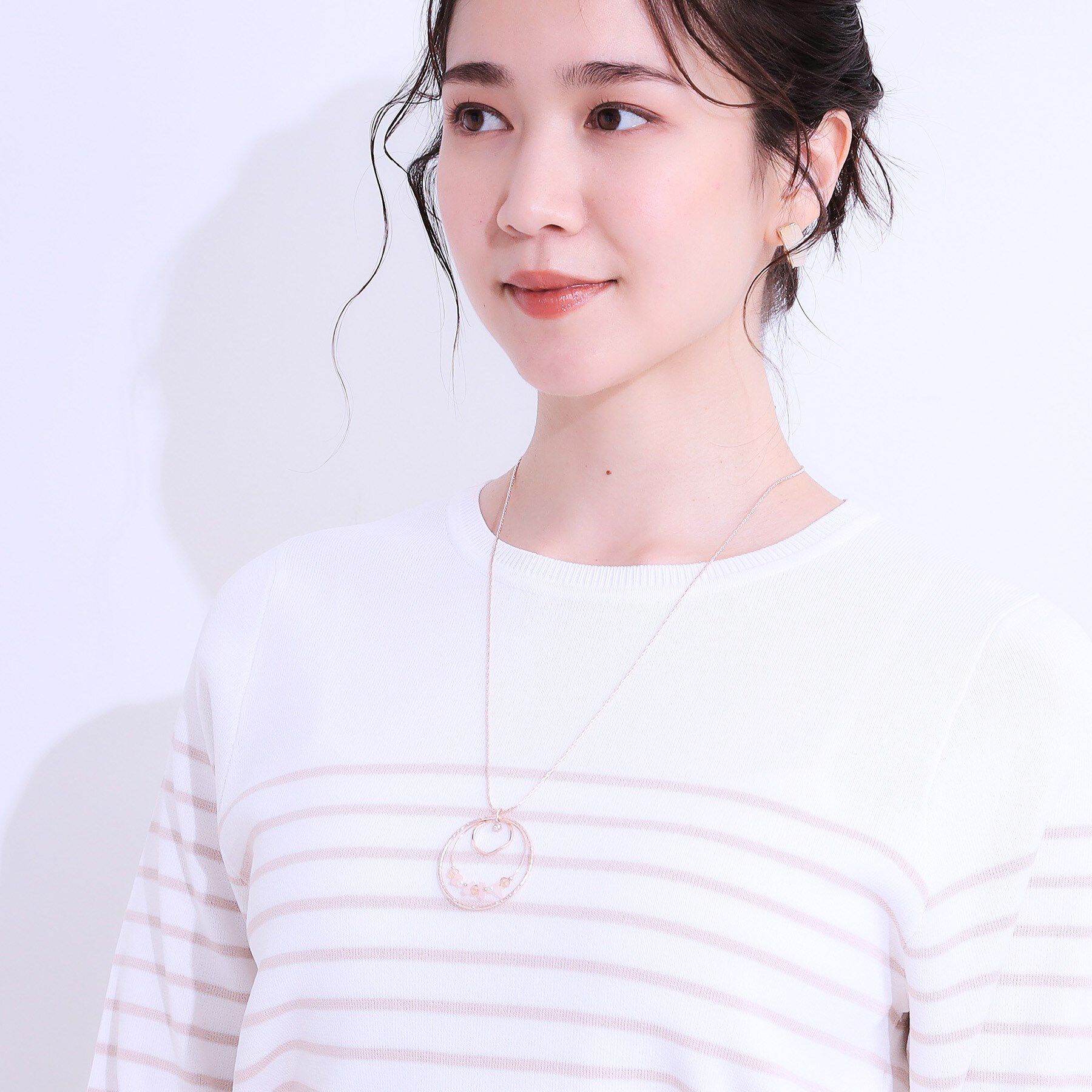 SHOO･LA･RUE「天然石フープネックレス」|ネックレス|