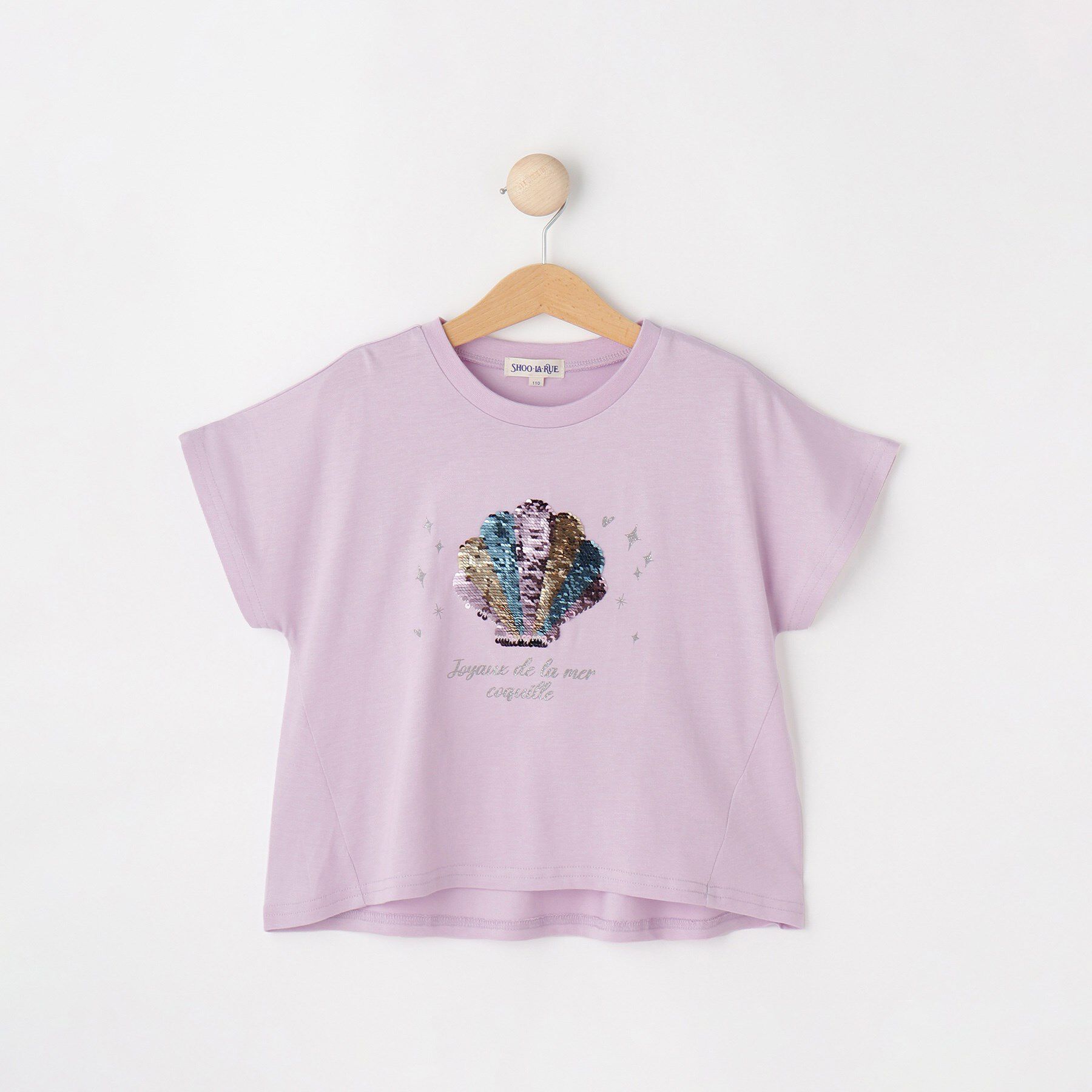 SHOO･LA･RUE「【100-150cm/ひんやり】スパンコールモチーフTシャツ」|Tシャツ・カットソー|