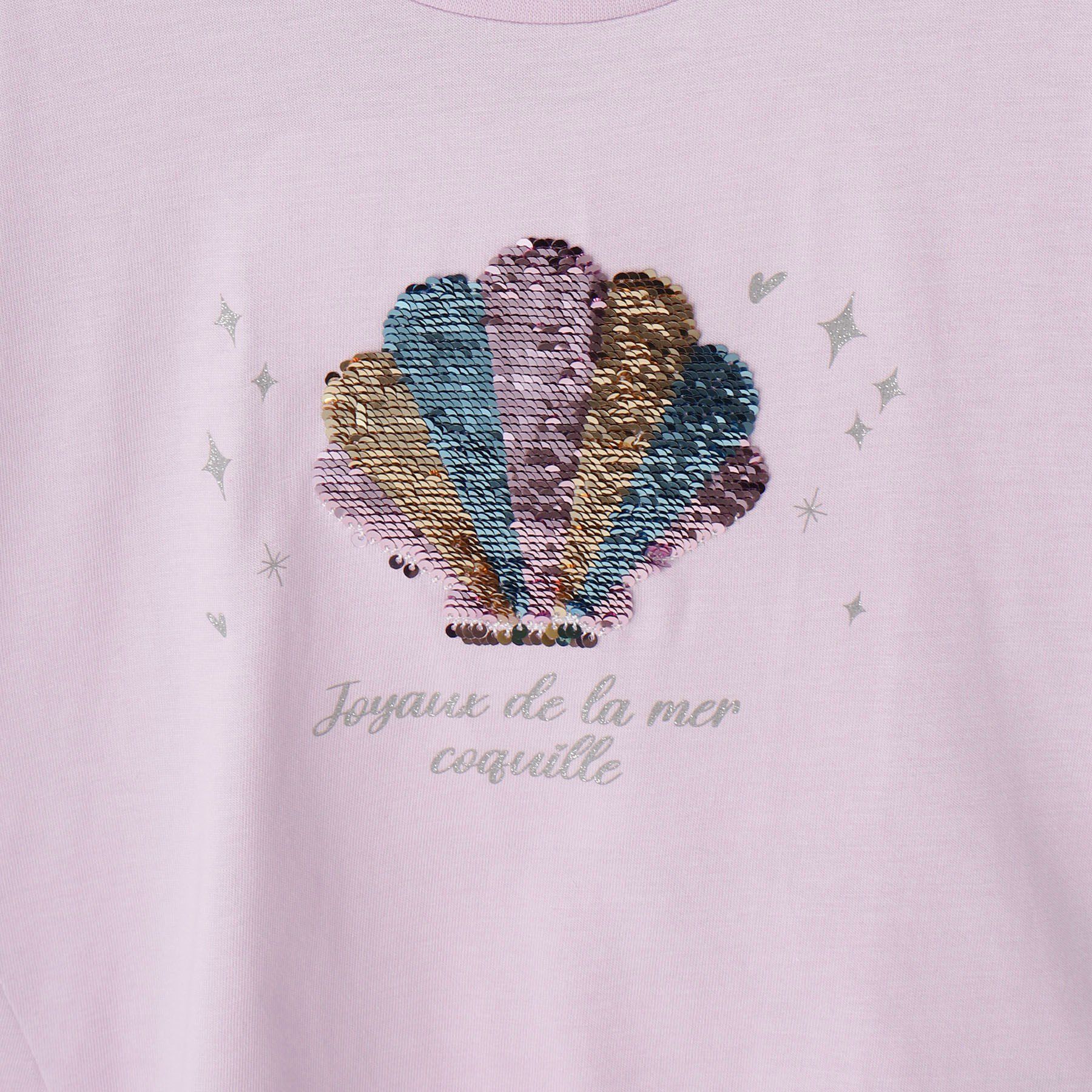 SHOO･LA･RUE「【100-150cm/ひんやり】スパンコールモチーフTシャツ」|Tシャツ・カットソー|