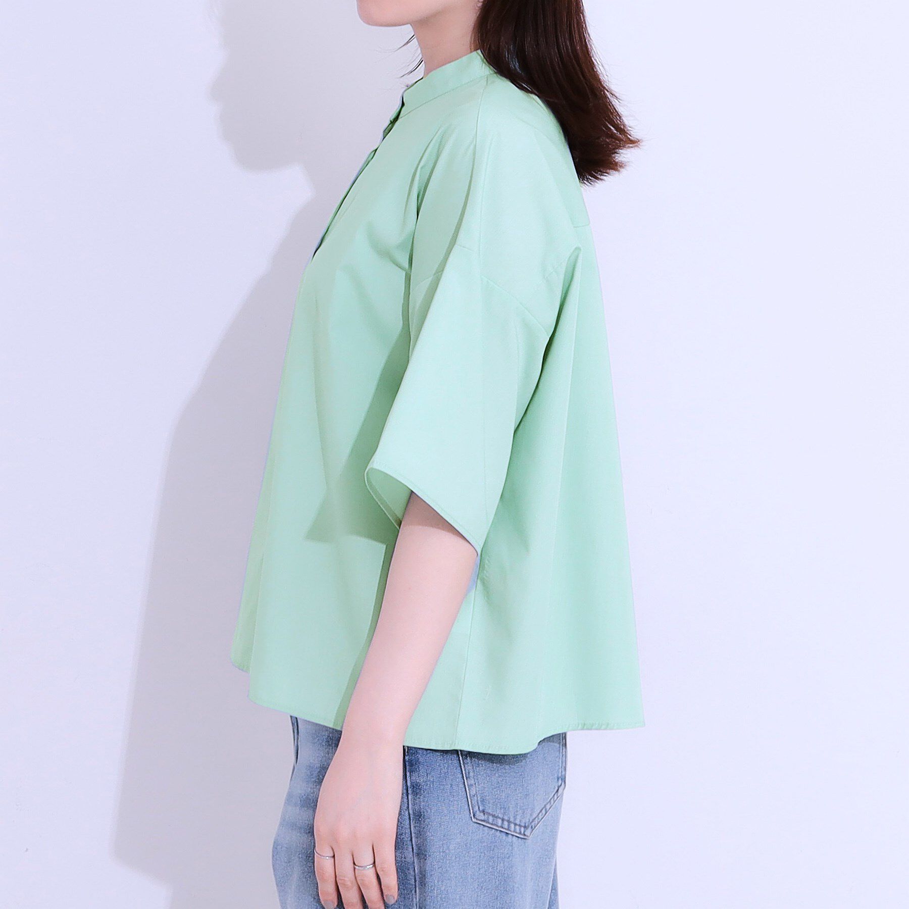 SHOO･LA･RUE「【洗える/5分袖】インせず着られるショートシャツ」|シャツ・ブラウス|