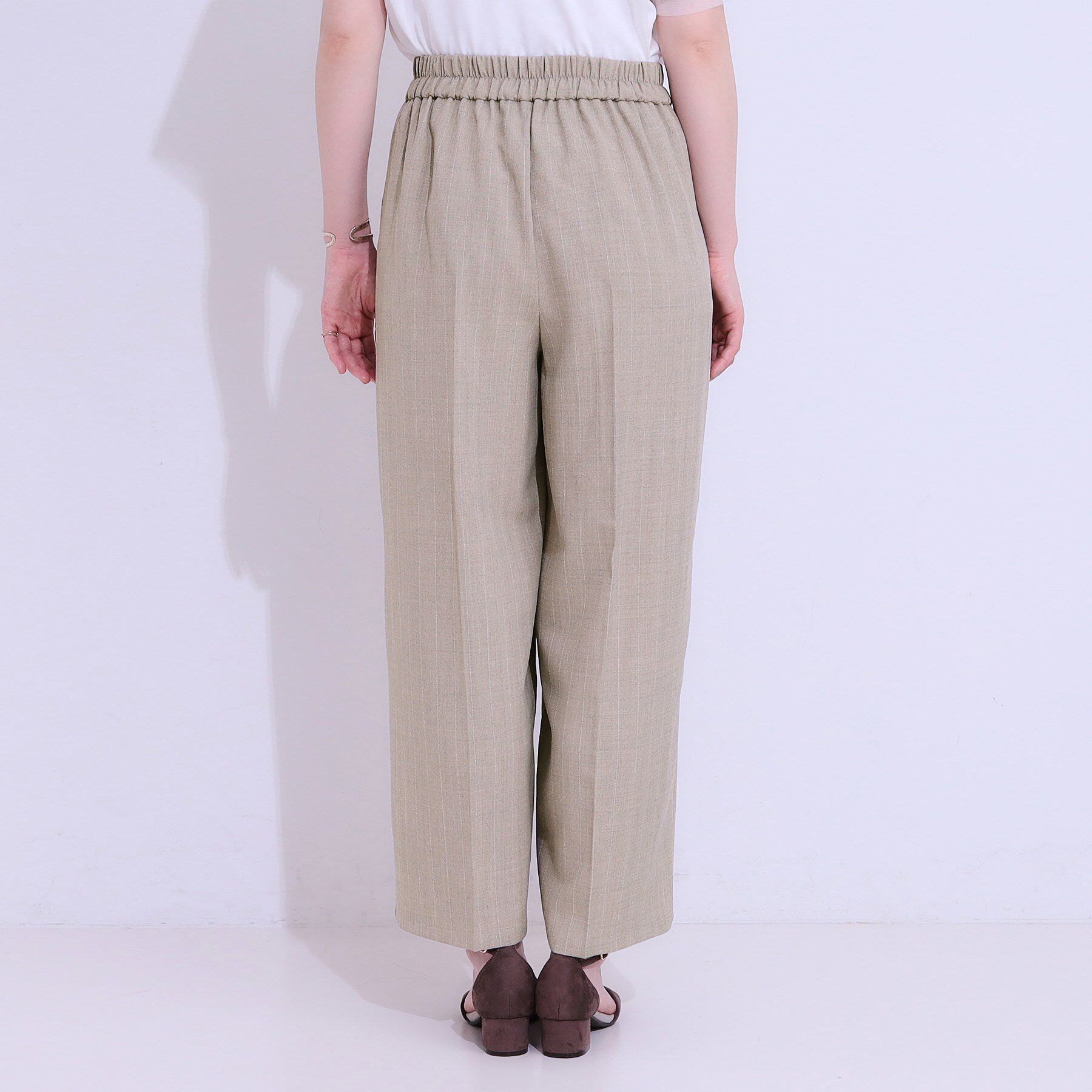 SHOO･LA･RUE「【セットアップ可】麻調ストライプワイドパンツ」|その他|