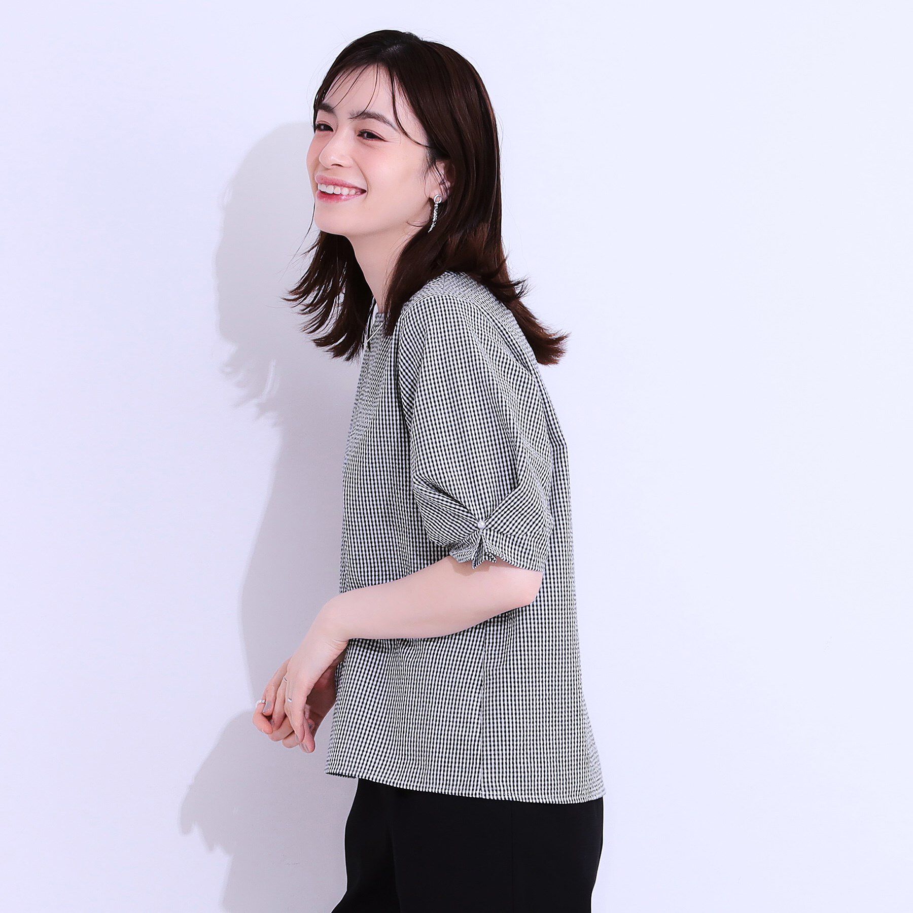SHOO･LA･RUE「【S-LL/セットアップ可/5分袖】涼しくこなれる お袖タックブラウス」|シャツ・ブラウス|