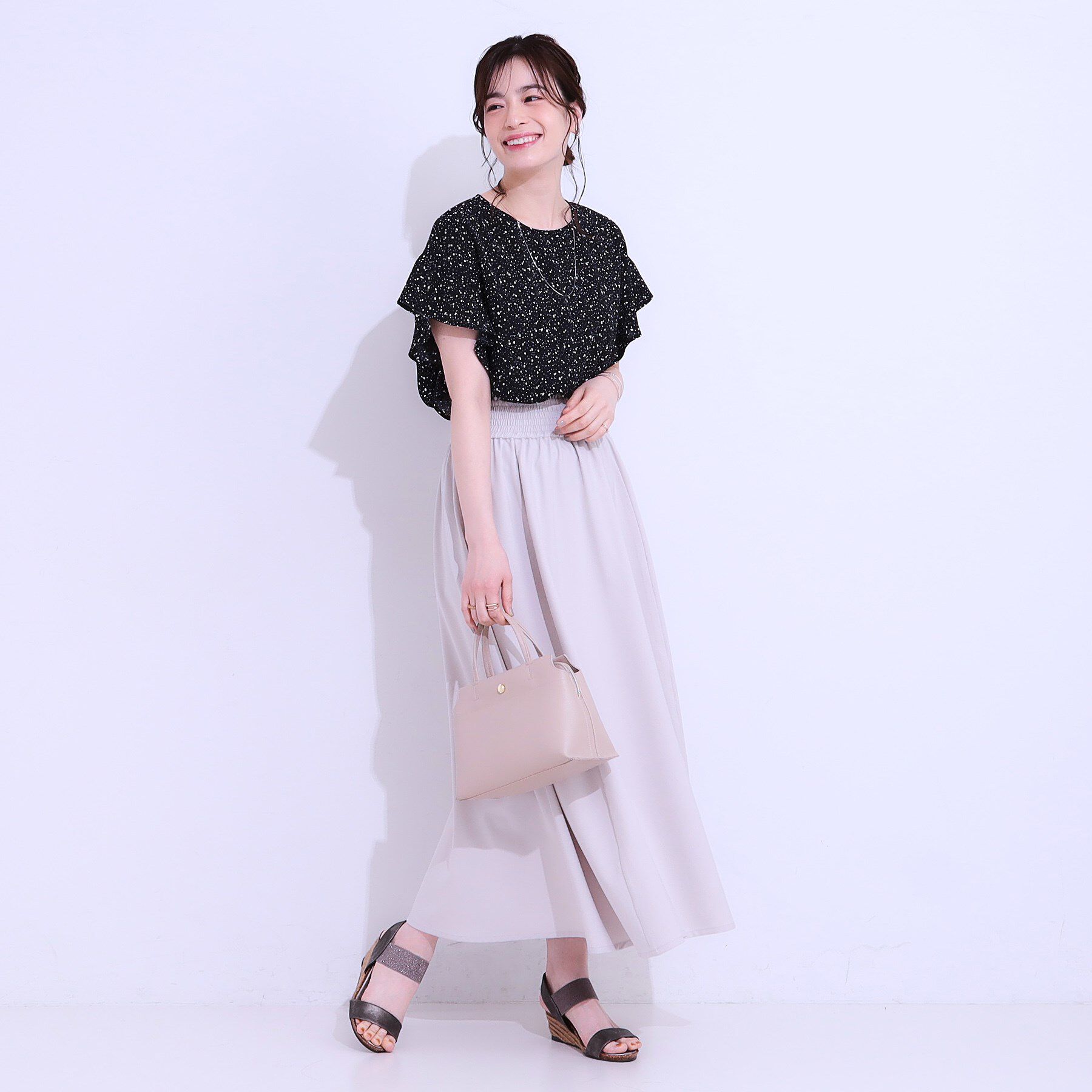 SHOO･LA･RUE「【イージーケア/洗える/S-LL】大人フェミニン お袖フリルブラウス」|シャツ・ブラウス|