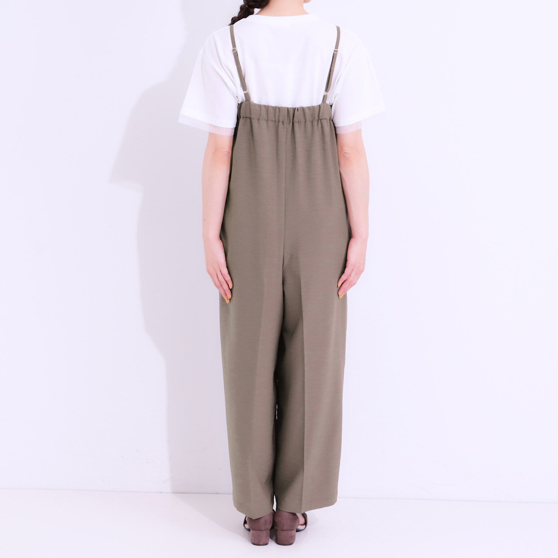 SHOO･LA･RUE「【S-LL】Iラインですっきり見え 大人見えサロペット」|オールインワン|