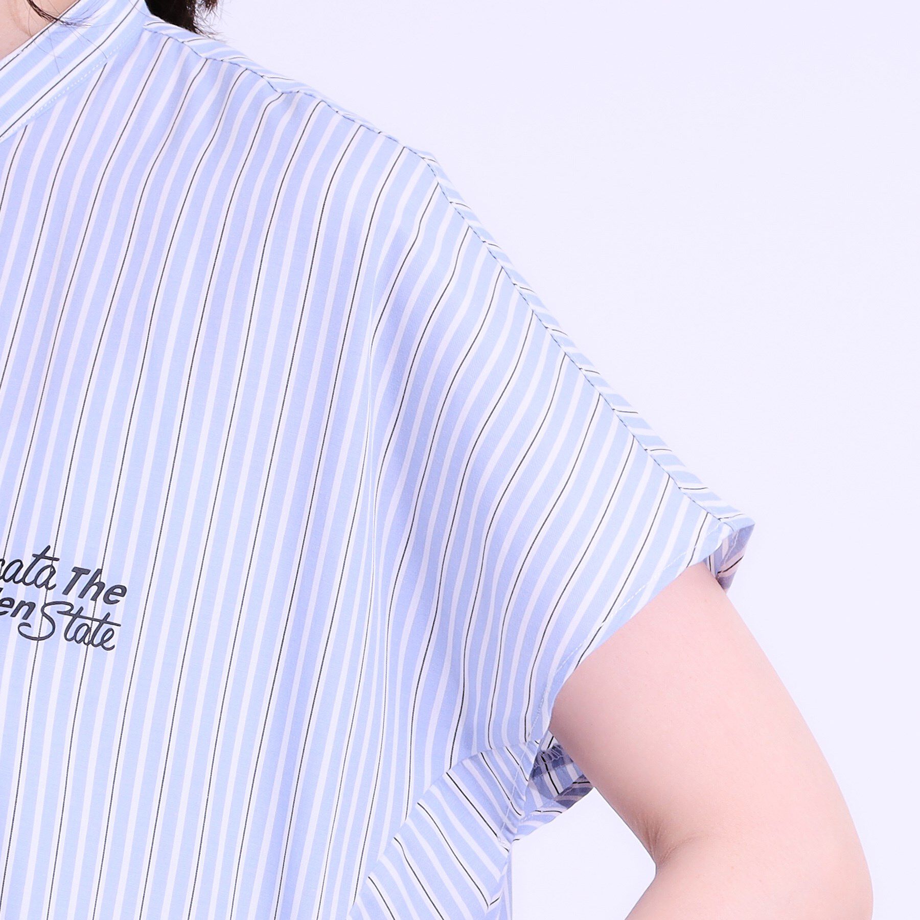 SHOO･LA･RUE「バックロゴが目を惹く ストライプシャツワンピース」|ワンピース|