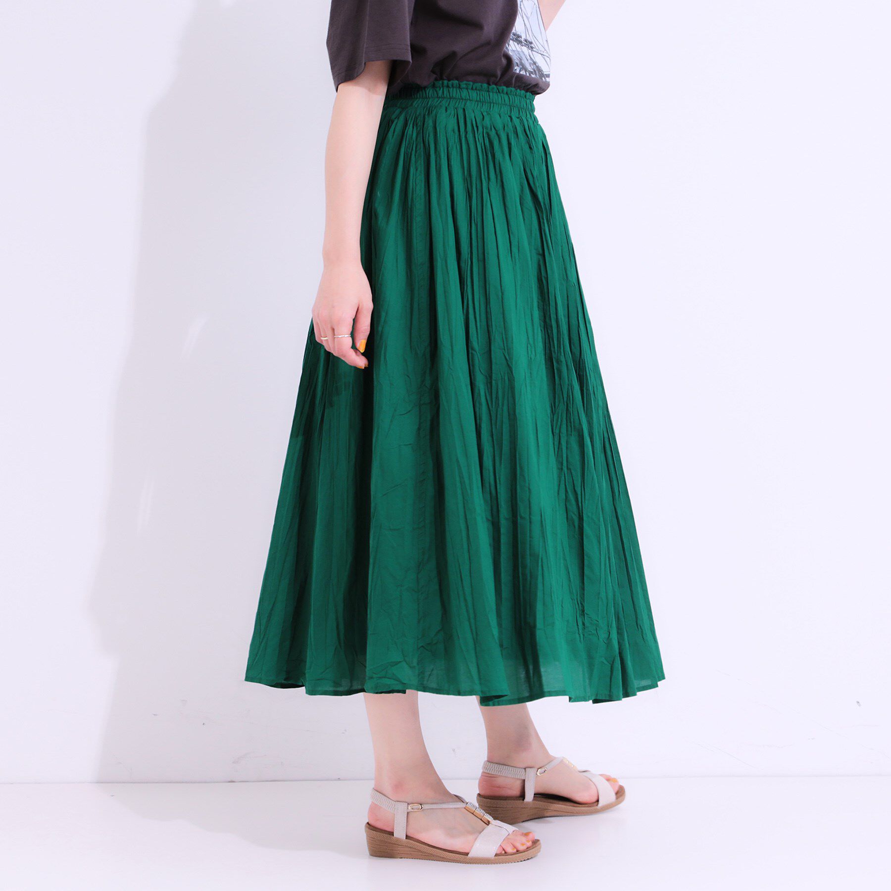 SHOO･LA･RUE「ナチュラルなシワ加工が大人見え エアリーロングスカート」|スカート|
