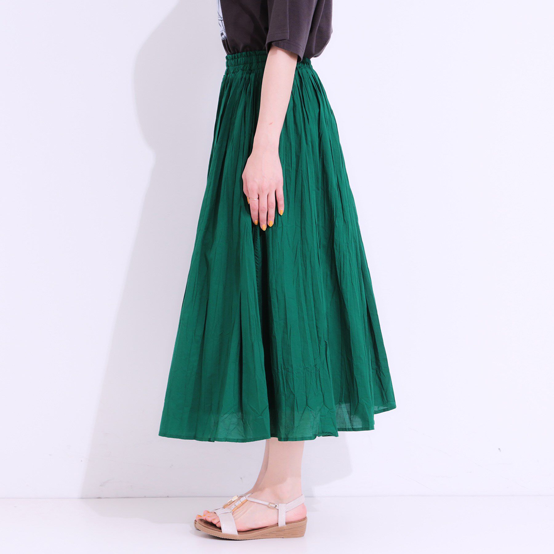 SHOO･LA･RUE「ナチュラルなシワ加工が大人見え エアリーロングスカート」|スカート|
