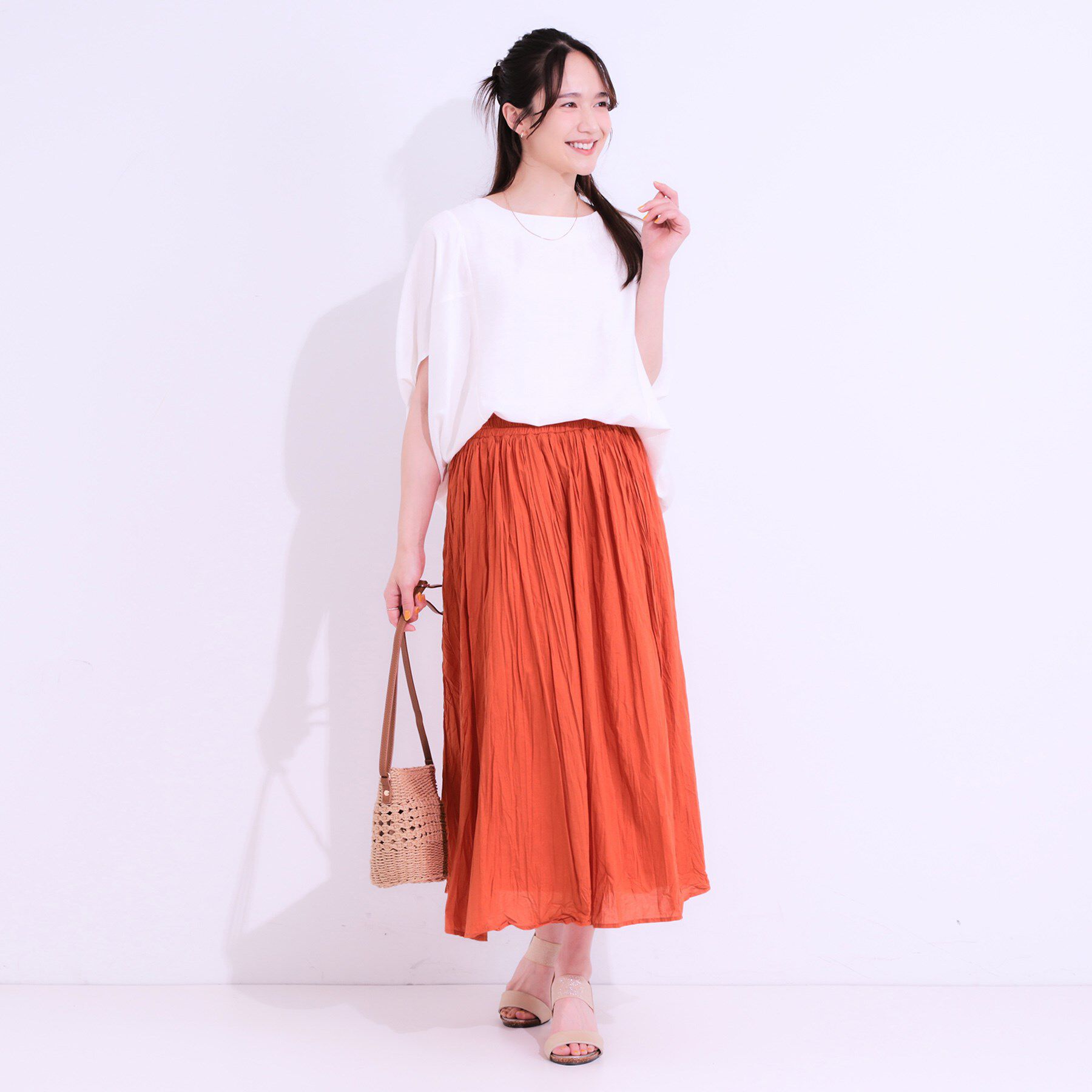 SHOO･LA･RUE「ナチュラルなシワ加工が大人見え エアリーロングスカート」|スカート|