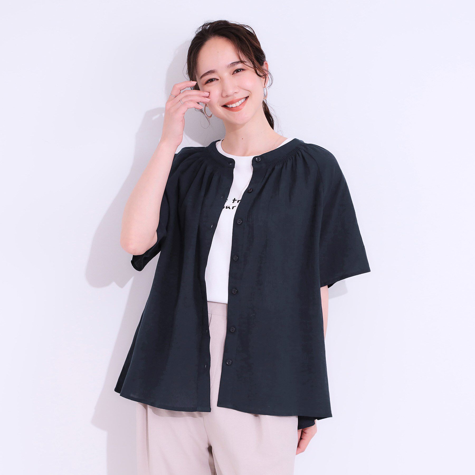 SHOO･LA･RUE「体型カバーも叶う 大人上品なコットンボイルブラウス」|シャツ・ブラウス|