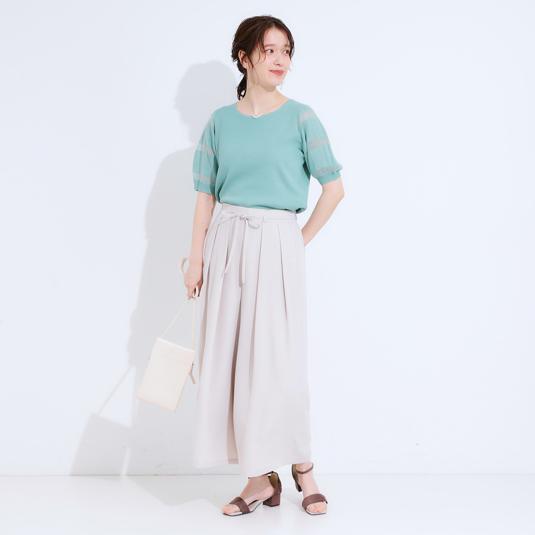 SHOO･LA･RUE「【S-LL】大人上品な お袖シアー切り替えニット」|ニット・セーター|