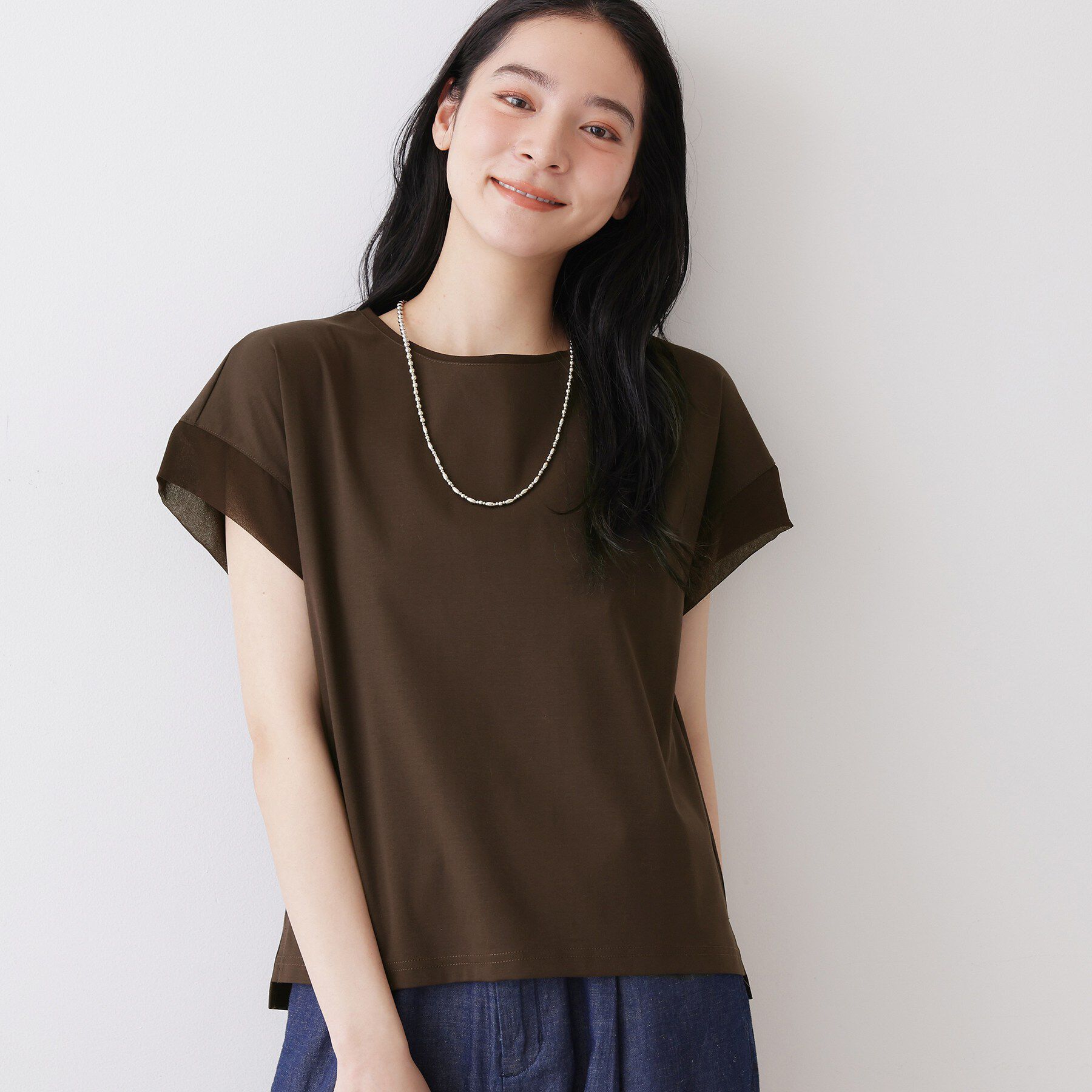 Dessin「【UVカット/接触冷感】美光沢カットソー」|Tシャツ・カットソー|ブラウン(044)