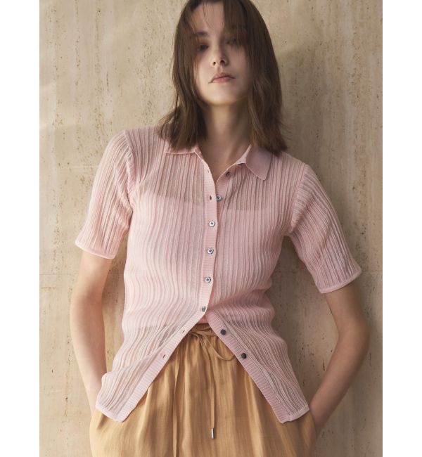 ELENDEEK「SHEER PLEATS KT TOP」|ニット・セーター|ピンク