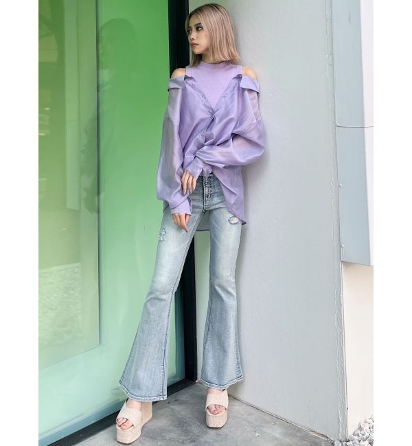 GYDA「3WAYショルダーOPENシアードッキングシャツ」|シャツ・ブラウス|