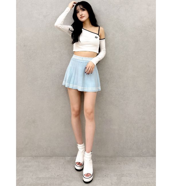 GYDA「GD BICOLORワンショルダーデザインショートトップス」|Tシャツ・カットソー|