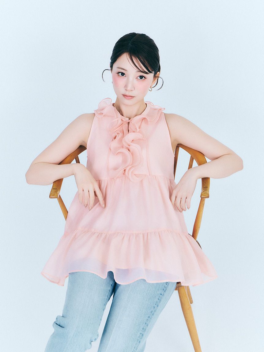 CELFORD「【WEB限定カラー】ラッフルフリルネックブラウス」|シャツ・ブラウス|
