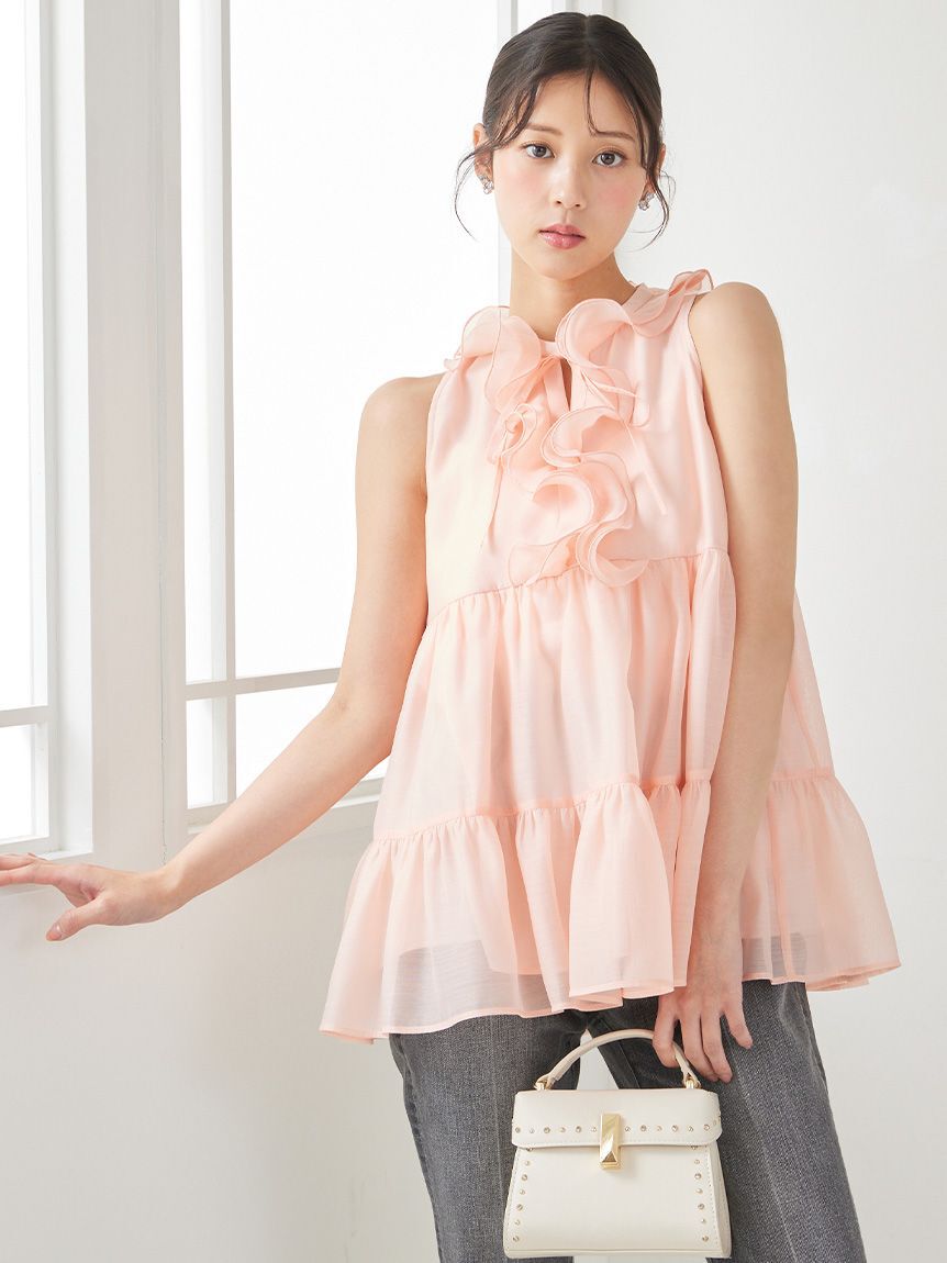 CELFORD「【WEB限定カラー】ラッフルフリルネックブラウス」|シャツ・ブラウス|