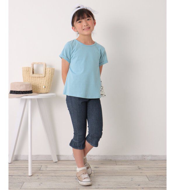 ikka kids「ドット柄サイドプリーツTシャツ（120~160cm）」|Tシャツ・カットソー|