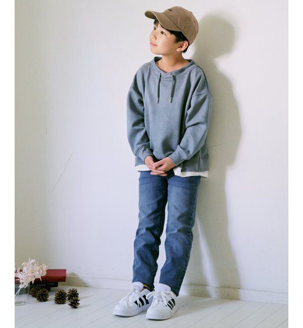 ikka kids「【親子おそろい】GOKU楽フェイクスエードルーイカラーレイヤードプルオーバー（120~160cm）」|Tシャツ・カットソー|