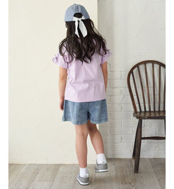 ikka kids「ソデギンガムレースアップＴ」|Tシャツ・カットソー|