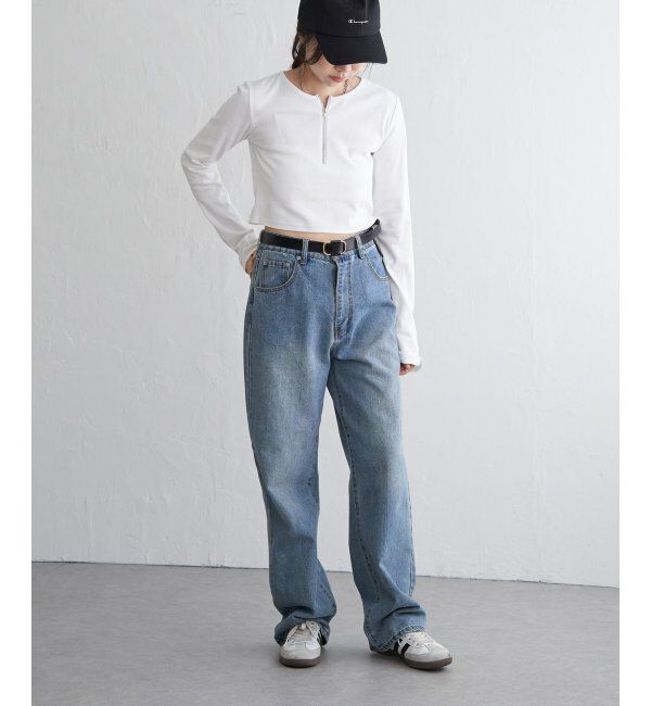 VENCE share style「テレコハーフジップクロップドプルオーバー」|Tシャツ・カットソー|