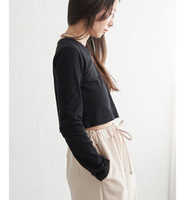 VENCE share style「テレコハーフジップクロップドプルオーバー」|Tシャツ・カットソー|