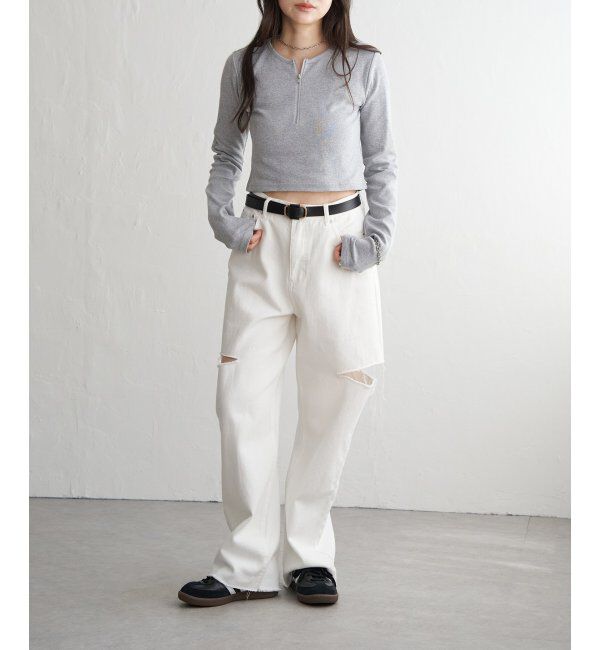 VENCE share style「テレコハーフジップクロップドプルオーバー」|Tシャツ・カットソー|