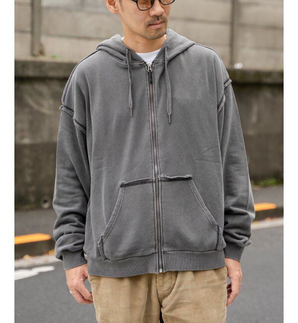 VENCE share style「裏毛ピグメントジップパーカー」|パーカー|