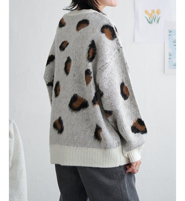 VENCE share style「ヒョウ柄ニットプルオーバー」|ニット・セーター|