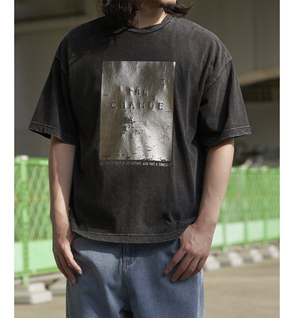 VENCE share style「スノーウォッシュ加工箔プリントTシャツ」|Tシャツ・カットソー|