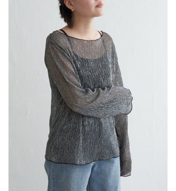 VENCE share style「ラメプリーツボートネックプルオーバー」|Tシャツ・カットソー|