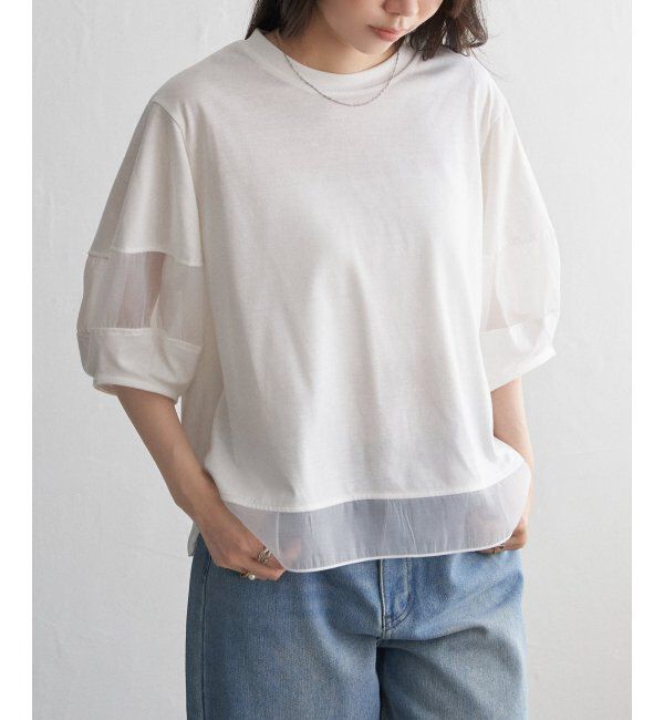 VENCE share style「袖オーガンジー切り替えプルオーバー」|その他|