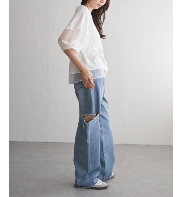VENCE share style「袖オーガンジー切り替えプルオーバー」|その他|