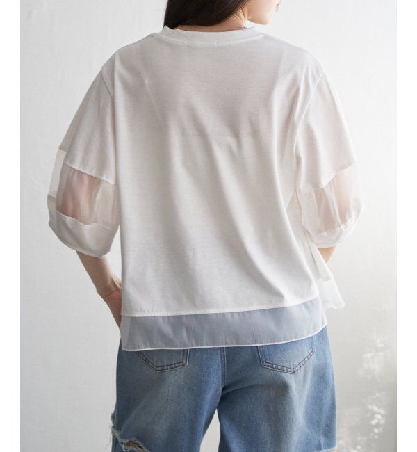 VENCE share style「袖オーガンジー切り替えプルオーバー」|その他|