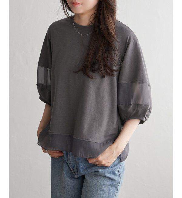 VENCE share style「袖オーガンジー切り替えプルオーバー」|その他|
