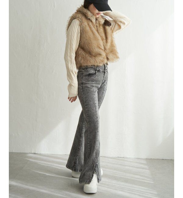 VENCE share style「フェイクファーショート丈ジレ」|その他|