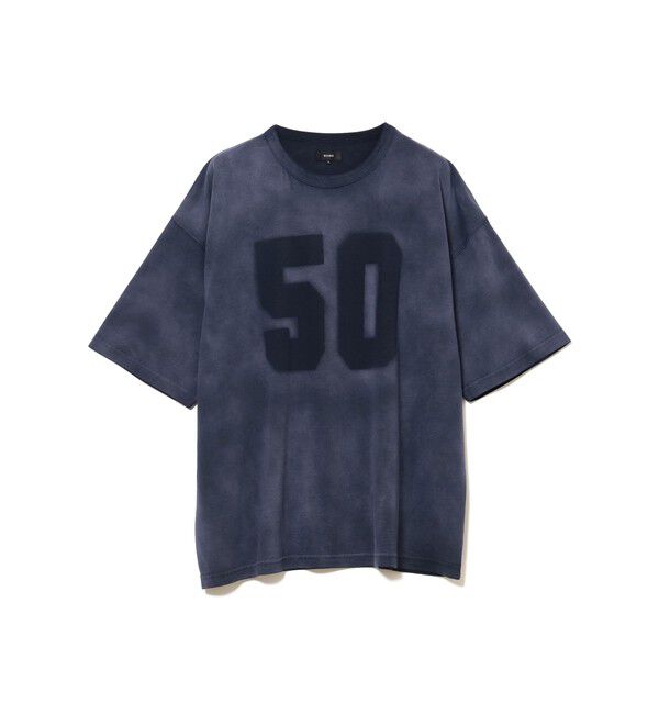 BEAMS「フェード ナンバリング Tシャツ【ワイドショートフィット】」|Tシャツ・カットソー|NAVY