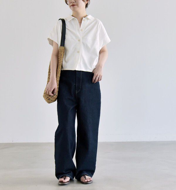 quaranciel「《予約》quaranciel:〈接触冷感/洗濯機可能〉天竺 フレンチスリーブ シャツ カットソー」|Tシャツ・カットソー|
